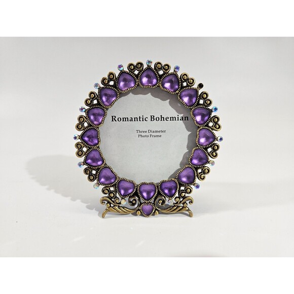 LOT 3 Two's Company Romantic Bohemian 3" Picture Frames Rhinestone Glass Decor - Picture 5 of 12